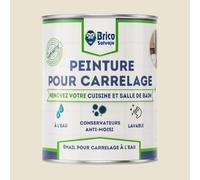 BRICOSALVAJE Peinture carrelage cuisine & salle de bain à l'eau - finition SATINÉE | Sans sous-couche | Lavable | Haute résistance (Nacre, 750 ml)