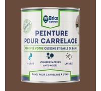 BRICOSALVAJE Peinture carrelage cuisine & salle de bain à l'eau - finition SATINÉE | Sans sous-couche | Lavable | Haute résistance (Tabac, 750 ml)