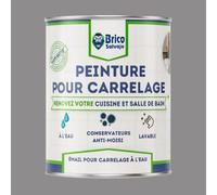BRICOSALVAJE Peinture carrelage cuisine & salle de bain à l'eau - finition SATINÉE | Sans sous-couche | Lavable | Haute résistance (Gris chaud, 750 ml)