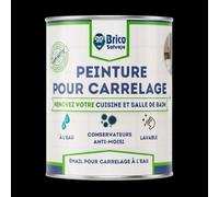 BRICOSALVAJE Peinture carrelage cuisine & salle de bain à l'eau - finition SATINÉE | Sans sous-couche | Lavable | Haute résistance (Noir ébène, 750 ml)
