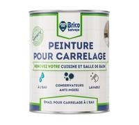 BRICOSALVAJE Peinture carrelage cuisine & salle de bain à l'eau - finition SATINÉE | Sans sous-couche | Lavable | Haute résistance (Blanc alpin, 750 ml)