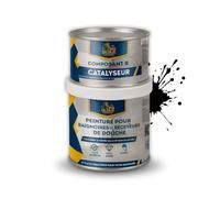 BRICOSALVAJE Peinture pour baignoires et receveurs de douche en polyuréthane | 750 ml (600+150 ml) | Finition céramique brillante | Rénovation sans travaux (Ébène profond)
