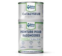 BRICOSALVAJE Peinture pour baignoires finition brillante deux composants 600 + 150 ml | Application facile | Finition céramique (Aniston Céramique Blanc)