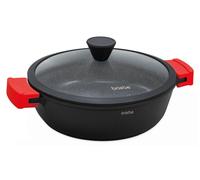 Briebe Black Titanium Poêle à servir pour inductionTitan, Casserole 32cm Fonte d'aluminium Couvercle en verre sans Noir
