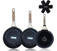 Briebe Black Titanium Set 3 poêles à induction antiadhésives Titan 18-20-24cm, Aluminium forgé Noir