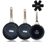Briebe Black Titanium Set 3 poêles à induction antiadhésives en titane 20-24-28 cm, aluminium forgé noir