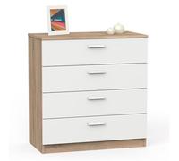 briebe Commode chambre, commode 4 tiroirs, chiffonnier 78 x 74 x 40 cm (hauteur x largeur x profondeur), chambre double, jeune, enfant, Nova chêne Cambrian/blanc
