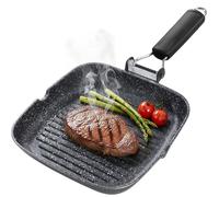 Briebe Poêle à griller GP1159 - Induction, antiadhésive en titane, 28x28 cm, sans PFOA, noir