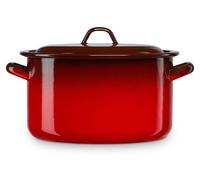 Briebe Ignea Casserole à induction avec couvercle Acier émaillé 34cm, 18,5L,Vintage Rouge