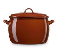 briebe Marmite bombée de cuisine à induction 18 cm, casserole 4 l avec couvercle en acier émaillé vitrifié, compatible vitrocéramique, feu, gaz, four, terre vintage marron tuile