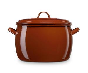briebe Marmite bombée de cuisine à induction 24 cm, grande casserole 7,5 L avec couvercle en acier émaillé vitrifié, compatible vitrocéramique, feu, gaz, four, terre vintage marron tuile