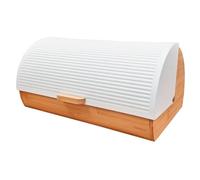 Briebe Boîte à pain en bois de bambou BB1162 Couvercle coulissant pour conserver le pain Blanc
