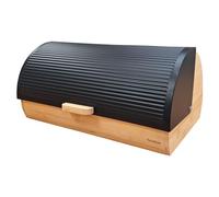 Briebe Boîte à pain en bambou BB1162 – Couvercle coulissant, design nordique – Noir