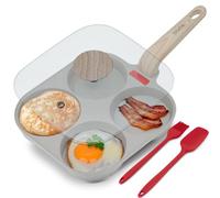 Briebe Poêle à induction FPE1176 – 4 cavités, aluminium antiadhésif sans PTFE/PFOA, couvercle verre