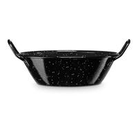 briebe Poêle à paella émaillée Honda à induction 45 cm, acier émaillé, casserole 12,2 L, convient pour vitrocéramique, feu, gaz, four, soulèvement noir chiné