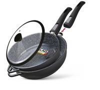 Briebe Set de poêles à induction MGK19S – 2 pièces, poignées amovibles, profondeur 24/28 cm, noir