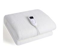 briebe Surmatelas Chauffant Électrique 1 Place 160 x 100 cm 5 Niveaux de Température, Minuteur, Chauffage Rapide, Lavable, Doux, Doublure Polaire Blanc, 60W, EB1132