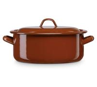 Briebe Terra Casserole à induction avec couvercle Acier émaillé 30cm, 8L,Vintage Braun
