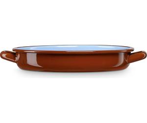Briebe Terra Ramequin à induction 40 cm Casserole basse 7 L, Acier émaillé Vintage- Marron