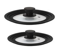 2 Couvercles Universel Poêle à Frire Casseroles 16-18-20/ 24-26-28 Verre Silicon Briebe TotaLid Transparent