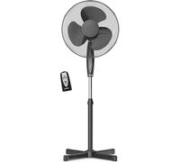 briebe Ventilateur sur Pied Silencieux, Télécommande, Minuterie jusqu'à 7,5 Heures, Oscillation 80º, 3 Modes de Fonctionnement, 3 Vitesses, Hauteur Réglable 100-125cm, Ø 40cm, Noir