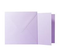 briefumschläge24 Plus paper24 Lot de 25 enveloppes Lilas 120 g de la taille 16 X 16 cm + Cartes 240 g de la taille 15,5 x 15,5 cm, avec triangulaire à coller sans fenêtre