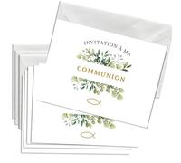 Briefzauber Lot de 12 cartes d’invitation à la première communion avec 12 enveloppes | Set de faire-part DIN A6 avec aide à remplir | Disponible pour différents événements (Communion - Floral)