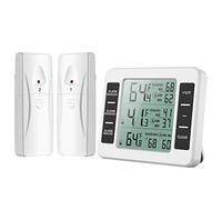 Brifit Thermomètre Frigo Connecté - Alarme Congélateur, Intérieur/Extérieur Sans Fil avec 2 Capteurs, MIN/MAX et Alarme Température pour Maison