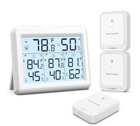 Brifit Thermomètre Hygromètre Numérique sans Fil avec 3 Capteurs, Thermomètre Connecté, Écran LCD, Enregistrement Min/Max, Commutateur ℃/℉, Thermomètre Intérieur et Extérieur pour Maison, Bureau-Blanc