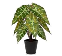 Briful Alocasia Amazonica Polly Plante artificielle comme une vraie plante décorative en pot noir