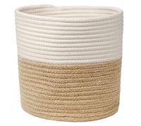 Briful Panier en corde de coton tissée de 25 x 25 cm pour pots de fleurs d'intérieur en jute pour plantes, jouets, travaux manuels, décoration d'intérieur rustique
