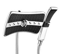 BRIGHT SHOWERS Ensemble de double pommeau de douche à main avec, tuyau de douche en acier inoxydable de 152,4 cm de long, chromé