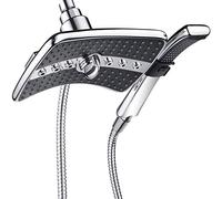 BRIGHT SHOWERS Ensemble de double pommeau de douche à main avec, tuyau de douche en acier inoxydable de 152,4 cm de long, chromé
