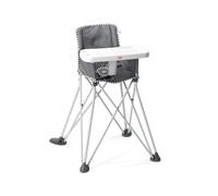 Bright Starts, Chaise Haute Portable Pop 'N Dine, Utilisation Intérieur/Extérieur, Tablette Sans BPA, Pliage Facile, Unisexe, Gris, 6 Mois et Plus