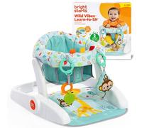 Bright Starts Siège de sol pour bébé Learn-to-Sit 2 positions avec jouets, unisexe, 4-12 mois, Wild Wiggles