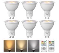 BrightArk Ampoule GU10 LED avec Télécommande, AC 220-240V GU10 LED Dimmable | 4W GU10 Spot à 3 Températures de Couleur 3000K-4000K-6000K pour éclairage indirect - 6 pièces