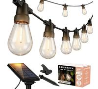 Brightech Ambience Pro - Guirlande solaire extérieure étanche - Ampoules Edison vintage de 48 pieds pour créer une ambiance bistro sur votre patio - DEL 1W, lumière blanche douce