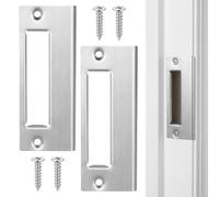 BRIGHTFUFU 2pièces Plaques de Gâche Acier Inoxydable pour Serrure Pêne Dormant Renfort de Gâche de Porte Kit Installation sans Perçage Protection Sécurité Renforcée