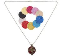 BRIGHTFUFU Collier diffuseur d'aromathérapie avec Pendentif Rétro en Métal Vintage et Tampons Rechargeables, Design Simple et Délicat pour Femme pour Usage Quotidien
