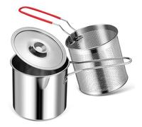 BRIGHTFUFU Marmite à Frire de 12l avec Panier en Acier Inoxydable 304 Ensemble de 3 Pièces Compact pour Petits Appartements Cuisine de Voyage