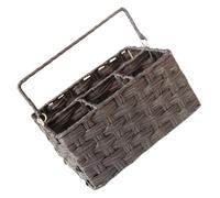 BRIGHTFUFU Panier de Rangement pour Couverts Porte-ustensiles en PP Imitation Rotin, avec Poignée, Café, Compartiments Multiples, Cuisine, Table et Pique-niques, Portable et Peu Encombrant