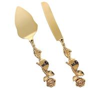 BRIGHTFUFU Set de Serveur à Gâteau en Alliage de Zinc Doré Résistant à L'usure Couteau et Spatule Portable pour Découpe de Pizza et Pâtisserie Maison