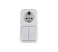 Brightium B1184704 Base Schuko avec double interrupteur de surface, idéal pour contrôler plusieurs appareils électriques dans les maisons et les bureaux, Image