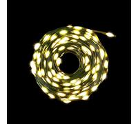 Brightium Guirlande lumineuse LED à piles 3AA, 15 m, PVC et cuivre, blanc chaud, idéale pour la décoration festive et l'ambiance des espaces.
