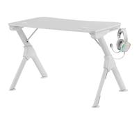 Brightium Table de Gaming - Stabilité imbattable, fabriquée en Acier et Fibre de Carbone, avec Gestion du câblage et Supports pour écouteurs et Boissons, Couleur Blanche
