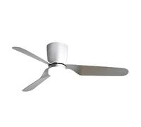 Brightium Ventilateur DC Kochi 18 W avec 3 pales en argent élégant, 5 vitesses et lumière LED réglable en 3000 K, 4000 K et 6 000 K, avec télécommande et minuteur. Idéal pour les espaces de 132 cm.