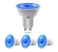 BrightWish Lot de 4 ampoules LED GU10 bleues 5 W non dimmables - Remplacement halogène GU10 pour éclairage décoratif et paysager