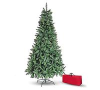Brigros Arbre de Noël Artificiel Aiguille de pin épaisse 1278 Branches, Sac à Main, Effet réaliste, Branches à Crochet, Montage Facile, PVC, Base métallique, Ignifuge (210 cm, Vert)