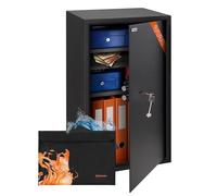 Brihard Business XXL Coffre-fort à Clé 73x40x36 cm avec Sac Ignifuge A4, Grand Coffre-fort de Bureau 102 L pour Documents A4 avec 3 Etagères Réglables, Coffre-fort à Clés pour Argent et Bijoux