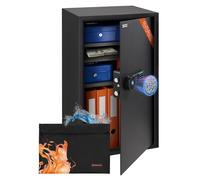 Brihard Business XXL Coffre-Fort Biométrique 73x40x36cm avec Sac Ignifuge A4, Grand Coffre à Empreinte Digitale 102L, 3 Étagères à Hauteur Réglable, Stockage Sécurisé Numérique pour Documents, Argent